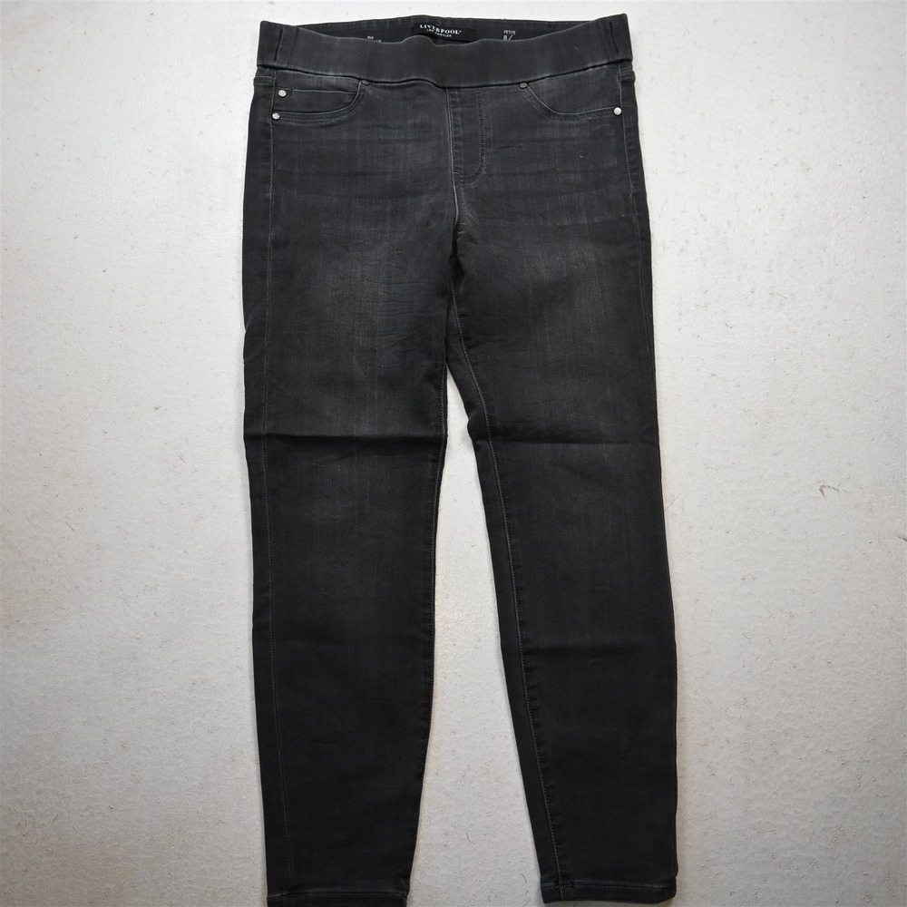 Liverpool 8 High Rise The Skinny Gray Stretch Denim Womens Jeans